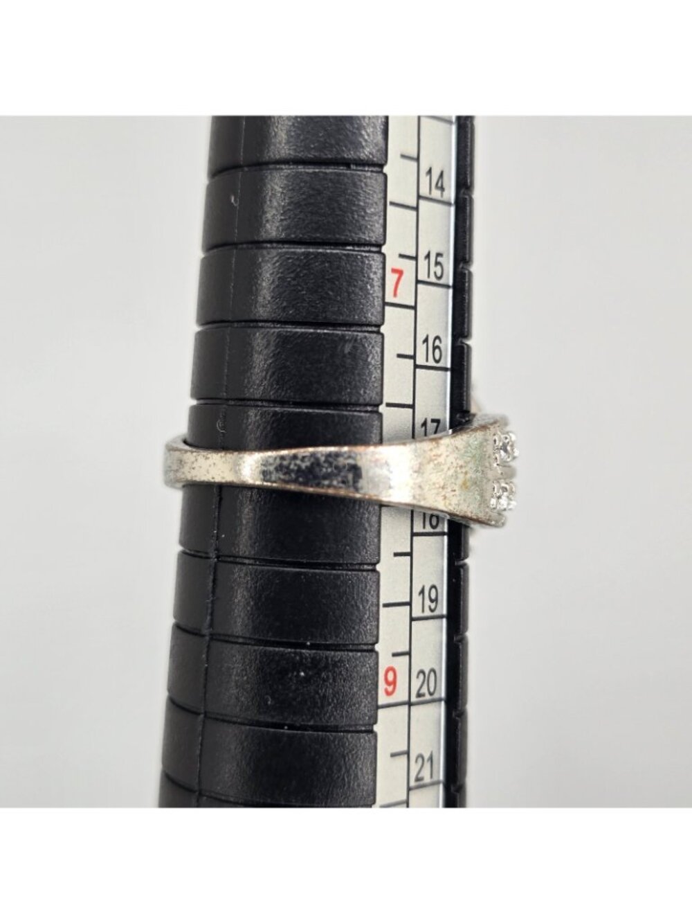 Vintage SETA Ring Marquise Cut Costume Jewelry Engagement Size 8 Silver Tone - Picture 8 of 12